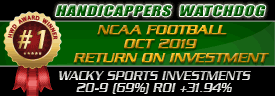 NCAAF Oct 2019 Top ROI Month Handicappers Watchdog