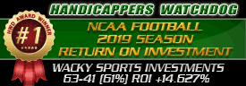 NCAAF Season Wacky Sports Top ROI 2019